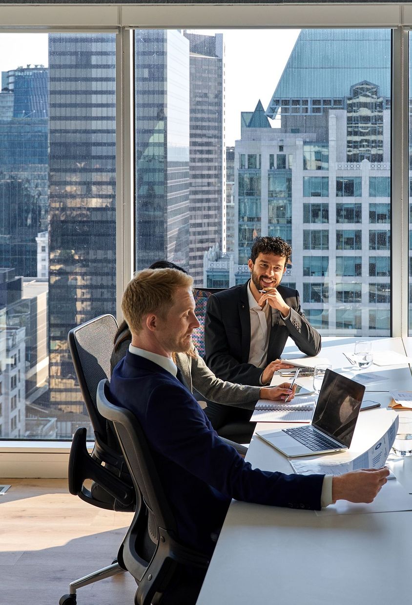 Office Businessmen happy skyline